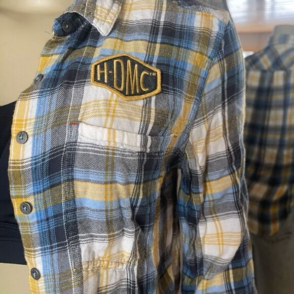 Harley Davidson Women Plaid Rayon Button Up Biker Shirt HDMC Size Small - Picture 3 of 11